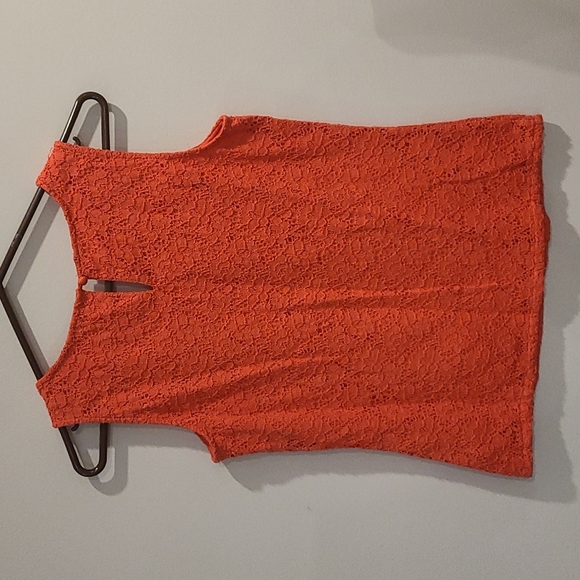 Kenneth Cole Select orange lace tank top - Picture 2 of 4